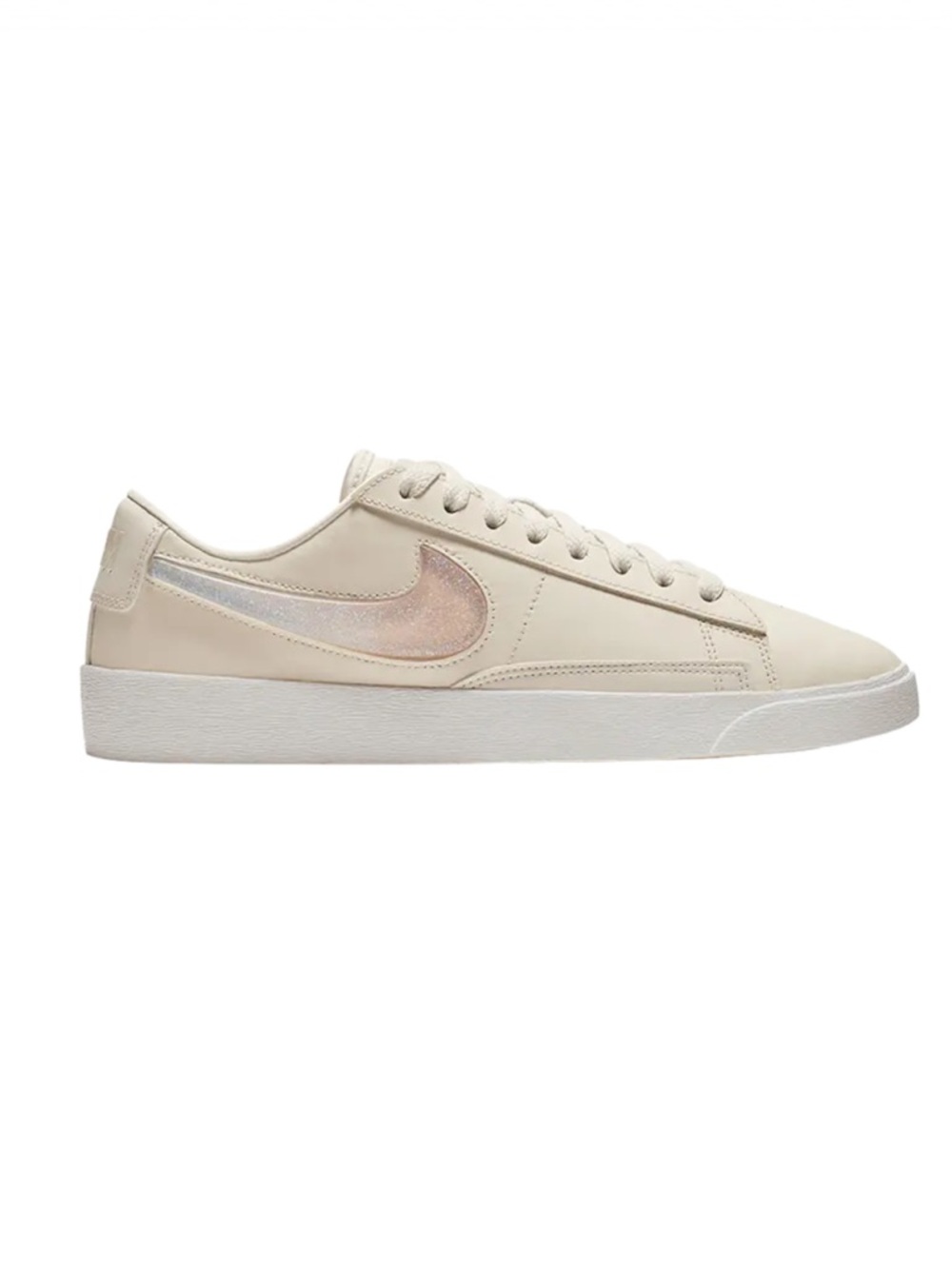 Nike Women's Low-Top Sneaker in Cream with Iridescent Swoosh